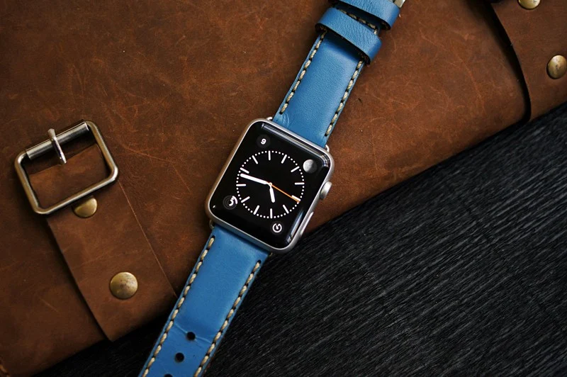 AWBF90-D90 -GOLD handgefertigt Vintage Leder Uhrenarmband incl. Lugs Adapter für Apple Watch 1 und 2 (oder Apple Watch Sport) 42mm oder 38mm – Bild 3